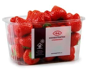 100% rPET Fruit Punnets with strawberries