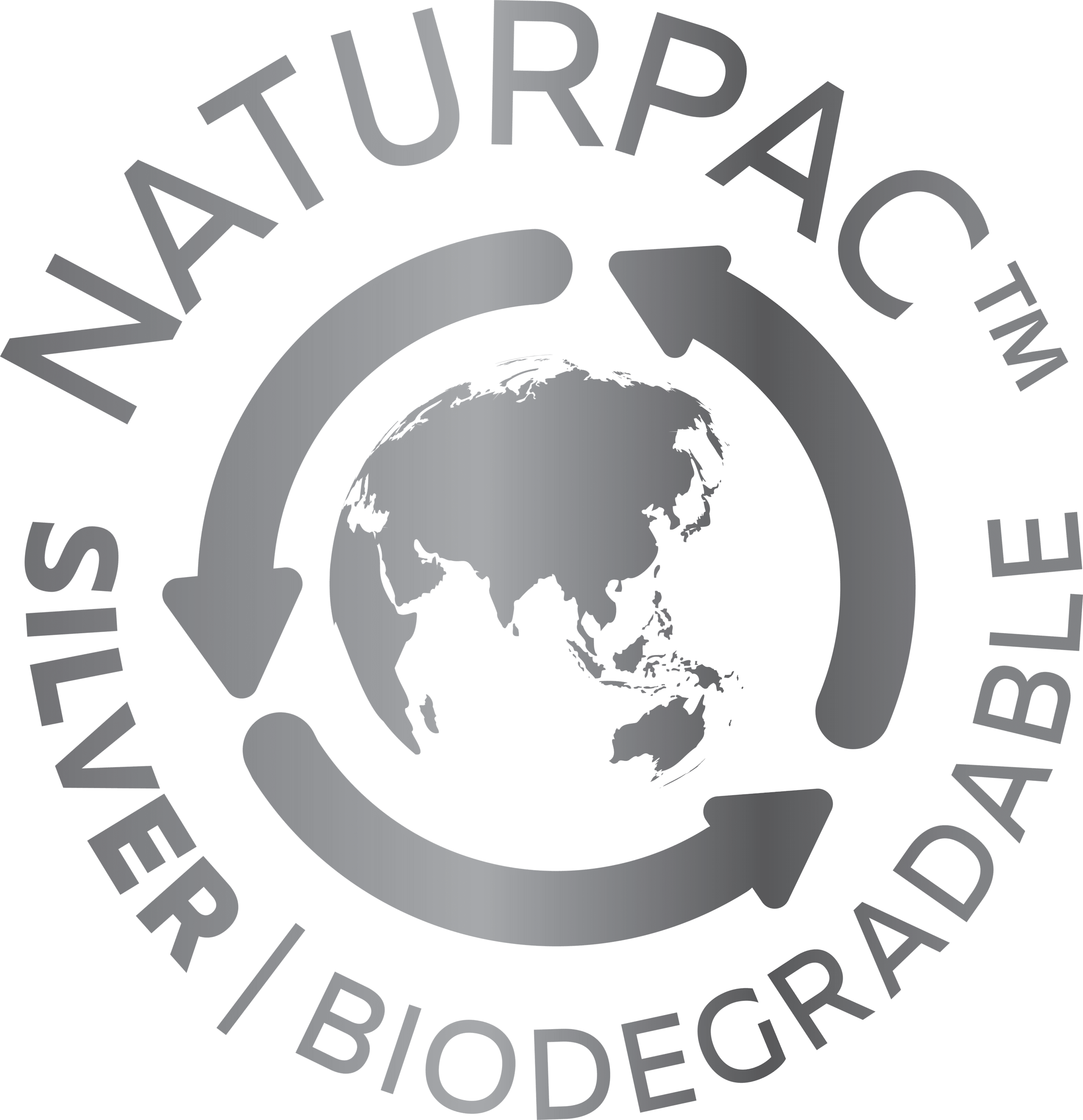 Biodegradable symbol with circulate rotating green
