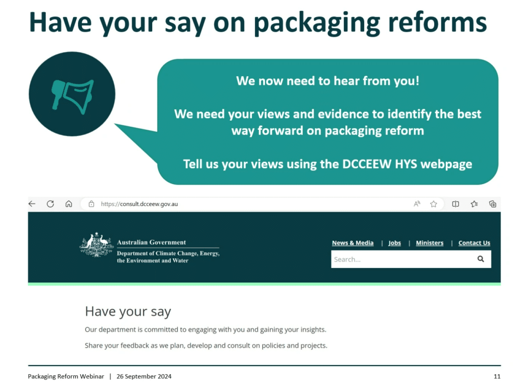 Have your say DCCEW packaging reforms