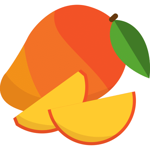 australian sustainable mango packaging icon illustration with two slices cut in half